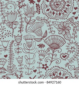 Seamless texture with flowers and butterflies. Endless floral pattern. Seamless pattern can be used for wallpaper, pattern fills, web page background, surface textures.