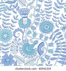 Seamless texture with flowers and butterflies. Endless floral pattern