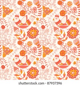Seamless texture with flowers and butterflies. Endless floral pattern. Seamless pattern can be used for wallpaper, pattern fills, web page background, surface textures.