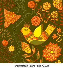 Seamless texture with flowers and butterflies. Endless floral pattern. Seamless pattern can be used for wallpaper, pattern fills, web page background, surface textures.