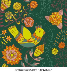 Seamless texture with flowers and butterflies. Endless floral pattern. Seamless pattern can be used for wallpaper, pattern fills, web page background, surface textures.