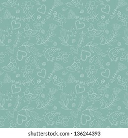 Seamless texture with flowers and butterflies.  Floral pattern