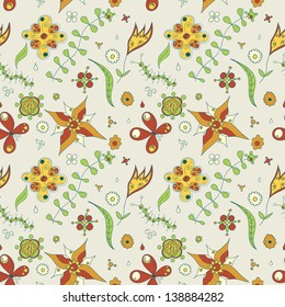 Seamless texture with flowers and butterflies. Seamless pattern can be used for wallpaper, pattern fills, web page background,surface textures.