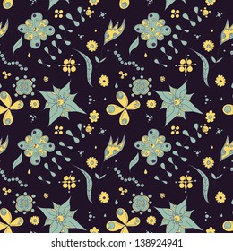 Seamless texture with flowers and butterflies. Seamless pattern can be used for wallpaper, pattern fills, web page background,surface textures.