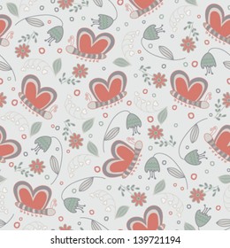 Seamless texture with flowers and butterflies. Seamless pattern can be used for wallpaper, pattern fills, web page background,surface textures. Gorgeous seamless floral background