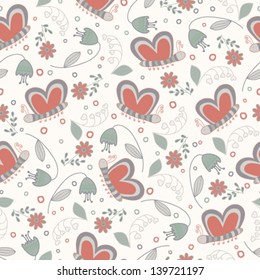 Seamless texture with flowers and butterflies. Seamless pattern can be used for wallpaper, pattern fills, web page background,surface textures. Gorgeous seamless floral background