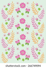 Seamless texture with flowers and butterfly