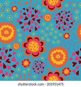 Seamless texture with flowers. Can be used for wallpaper, pattern fills, web page background, surface textures. Vector blooming doodle texture. Decoration with detailed flower. 