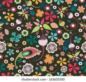 Seamless texture with flowers. Endless floral pattern.