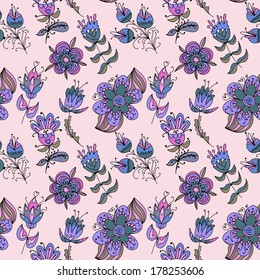 Seamless texture with flowers. Endless floral pattern. Can be used for wallpaper, pattern, backdrop, surface textures. Full color seamless floral background