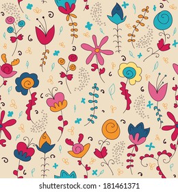 Seamless texture with flowers. Endless floral pattern. Can be used for wallpaper, pattern, backdrop, surface textures. Full color seamless floral background