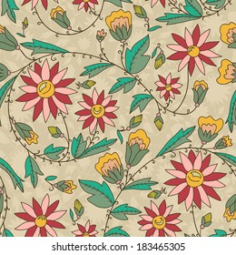 Seamless texture with flowers. Endless floral pattern. Can be used for wallpaper, pattern, backdrop, surface textures. Full color seamless floral background