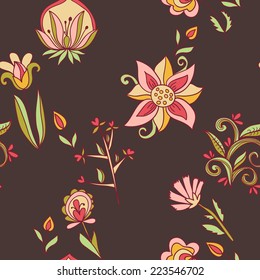 Seamless texture with flowers. Endless floral pattern. Can be used for wallpaper, pattern, backdrop, surface textures. Full color seamless floral background