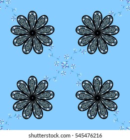 Seamless texture with flowers. Seamless floral background. Blue background.