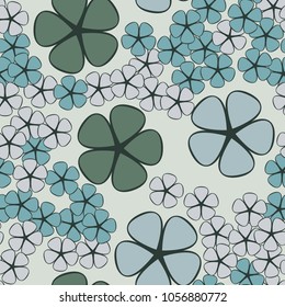 Seamless texture. Flowers of four colors, geometrically regular shape, two contrasting sizes