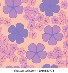 Seamless texture. Flowers of four colors, geometrically regular shape, two contrasting sizes