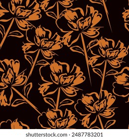 Seamless Texture with Flowers and Leaf. Floral Pattern