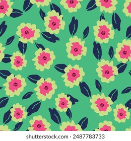 Seamless Texture with Flowers and Leaf. Floral Pattern