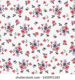 Seamless texture with flowers and leaves .
