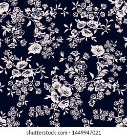 Seamless texture with flowers and leaves 