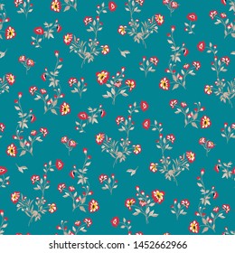 Seamless texture with flowers and leaves 