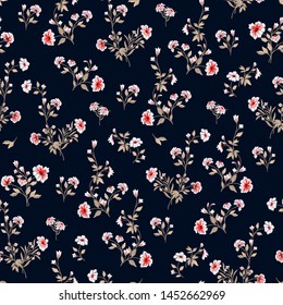 Seamless texture with flowers and leaves 