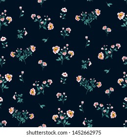 Seamless texture with flowers and leaves 