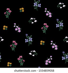 Seamless texture with flowers and leaves 