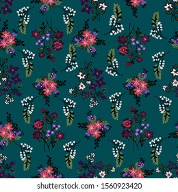 Seamless texture with flowers and leaves 