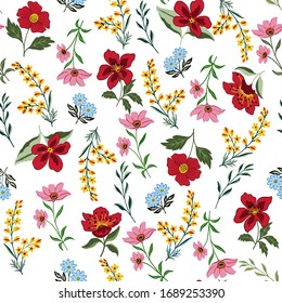 Textura sin inconvenientes con flores y hojas                   