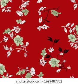 Seamless texture with flowers and leaves 