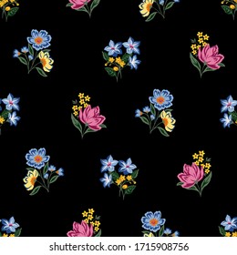 Seamless texture with flowers and leaves      