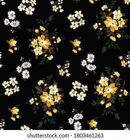 Seamless texture with flowers and leaves  