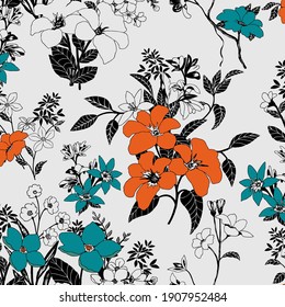 Textura sin foco con flores y hojas 