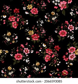 Seamless texture with flowers and leaves