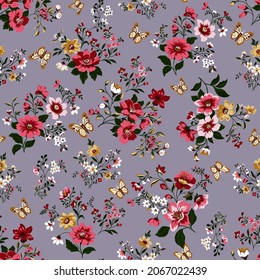 Seamless texture with flowers and leaves