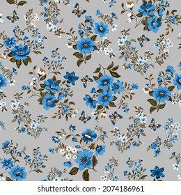 Seamless texture with flowers and leaves