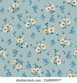 Seamless texture with flowers and leaves      