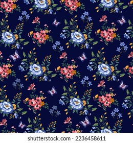 seamless texture with flowers and leaves 