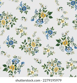 seamless texture with flowers and leaves 