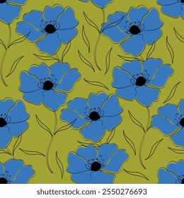 seamless texture with flowers and leaves