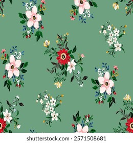 seamless texture with flowers and leaves 