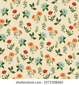 seamless texture with flowers and leaves 