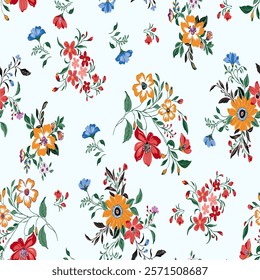 seamless texture with flowers and leaves 