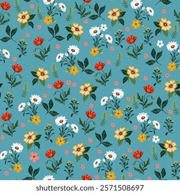 seamless texture with flowers and leaves 