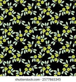 seamless texture with flowers and leaves