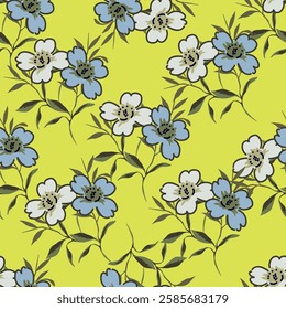 Seamless texture with flowers and leaves