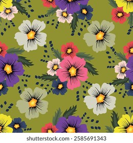 Seamless texture with flowers and leaves