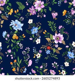 seamless texture with flowers and leaves 
