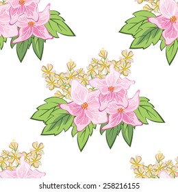 Seamless texture with flowers and leaves. Can be used for wallpaper, pattern fills, web page background, surface textures